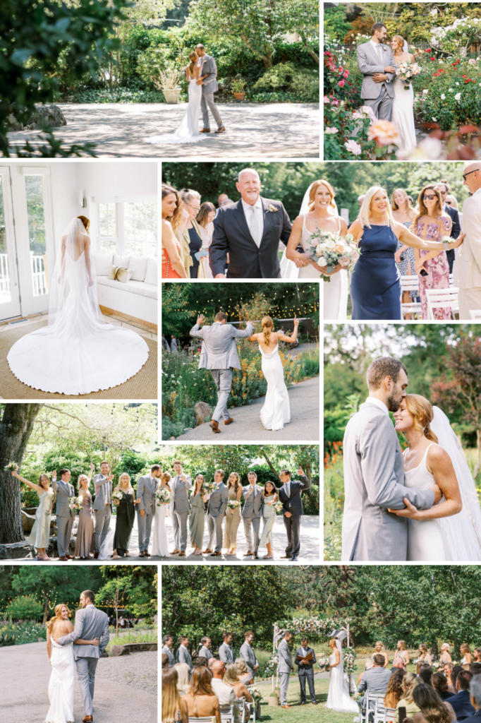 pinterest grid of a marin art and garden wedding
