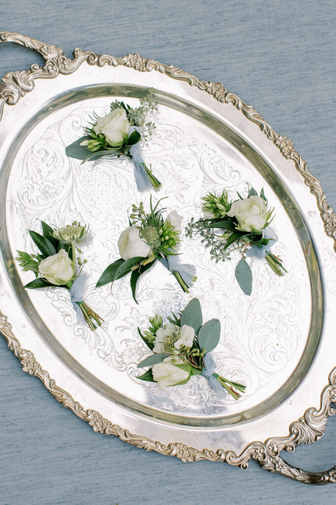 wedding corsages flatlay