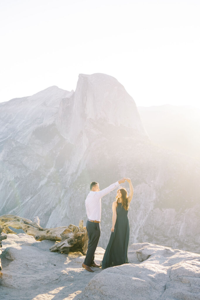 Couple sharing a dance under soft outdoor
