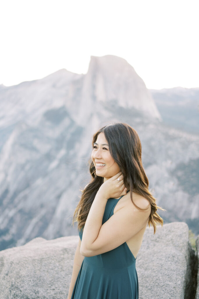 Newly engaged girl smiling