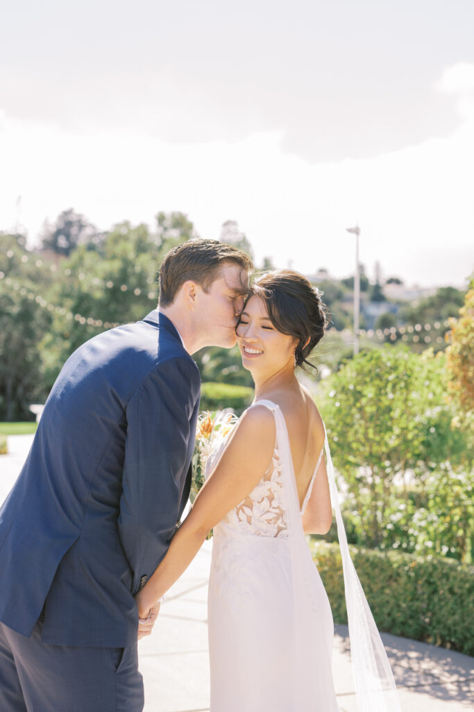 intimate and private bride and groom moment before ceremony