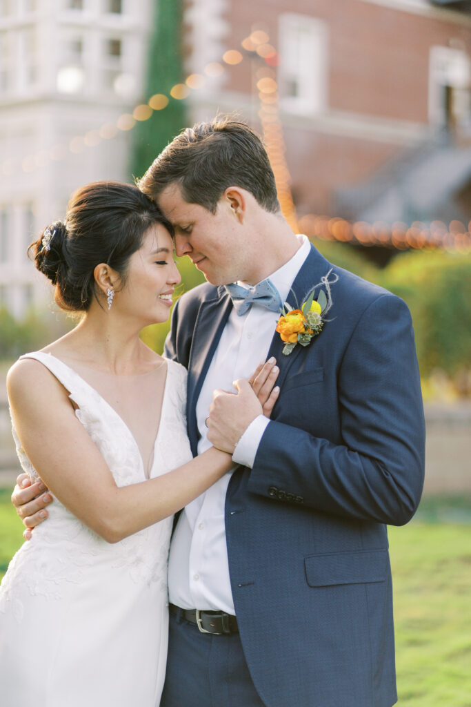 newly weds getting cozy for a photo