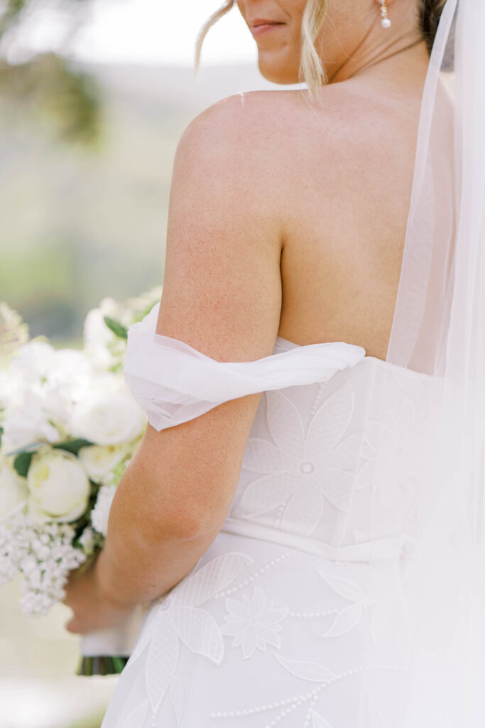 outdoor off the shoulder wedding dress