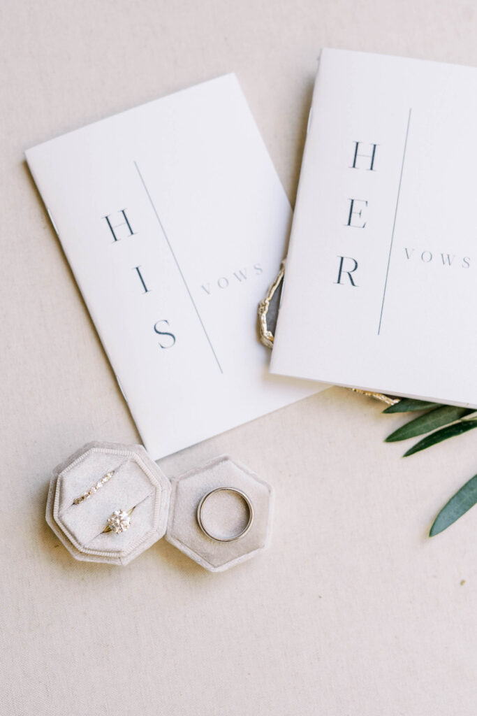 wedding rings on white wedding vows books