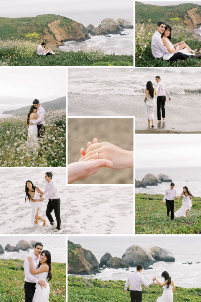 pinterest grid of a marin headlands engagement
