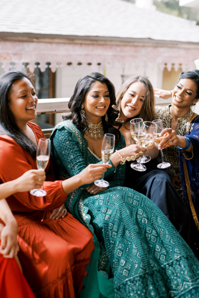 Ladies and the bride sharing a drink