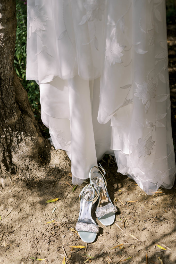 wedding dress and wedding heels