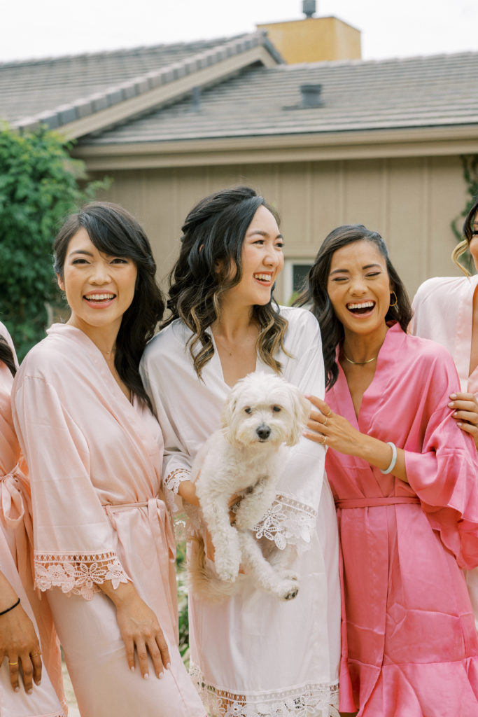 bridal party and the dog