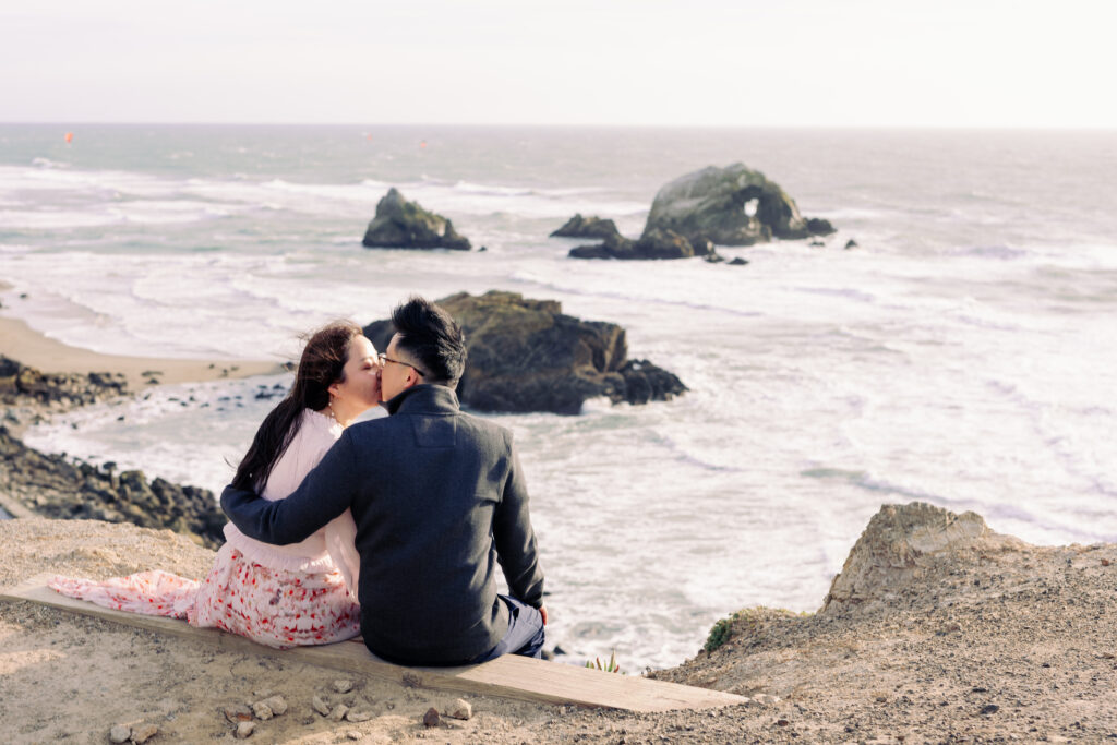 Couple's kiss at the beach