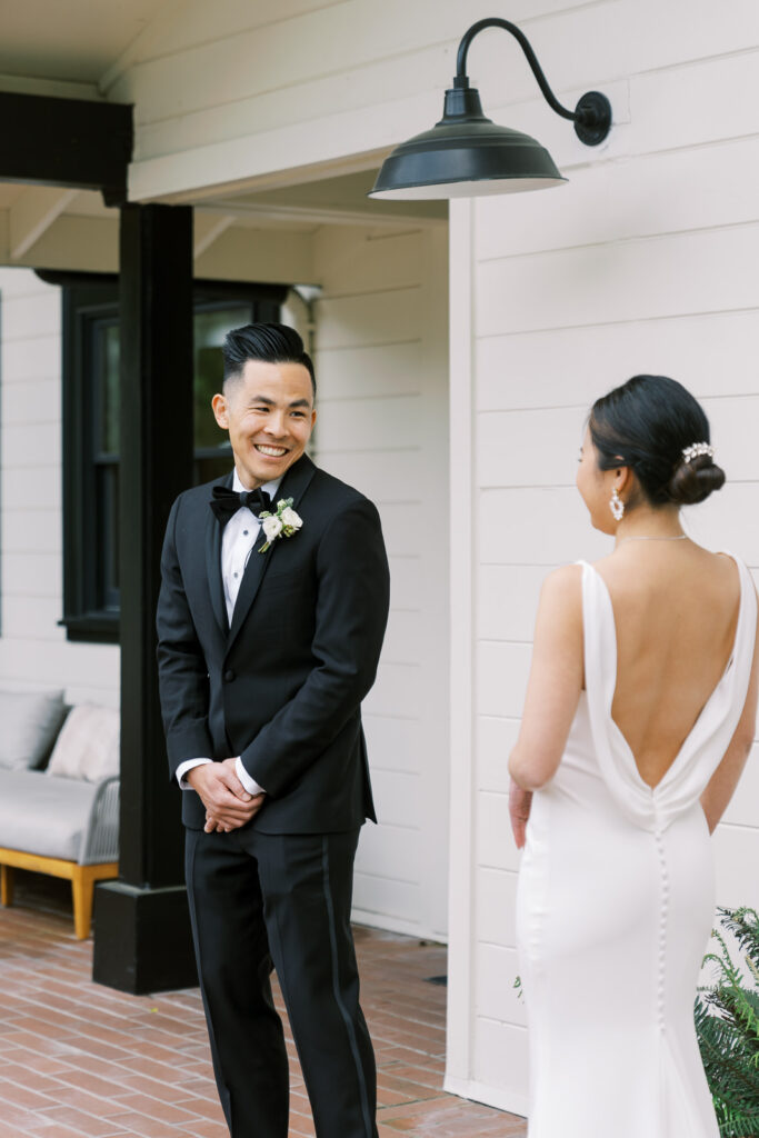 groom's first look at the bride