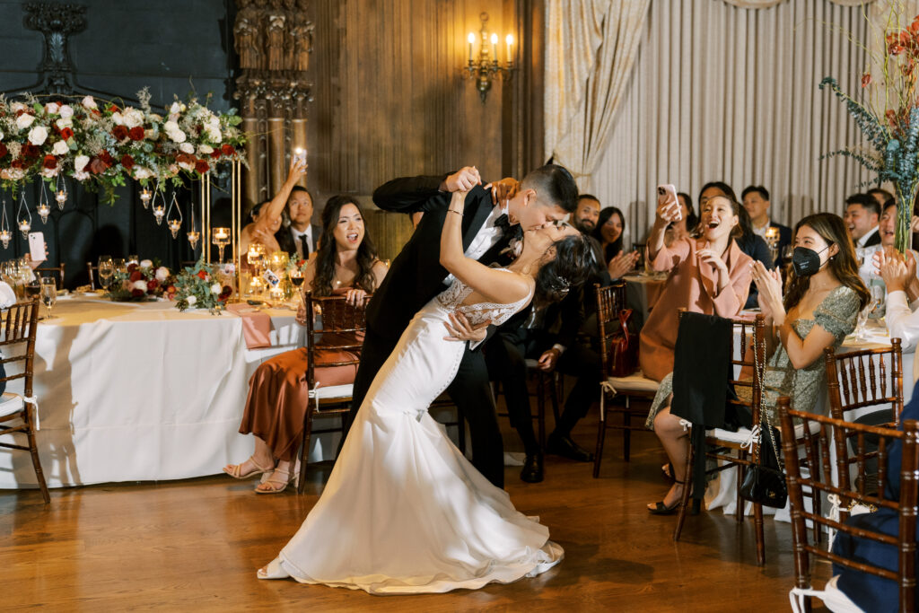 husband kissing the wife mid dance