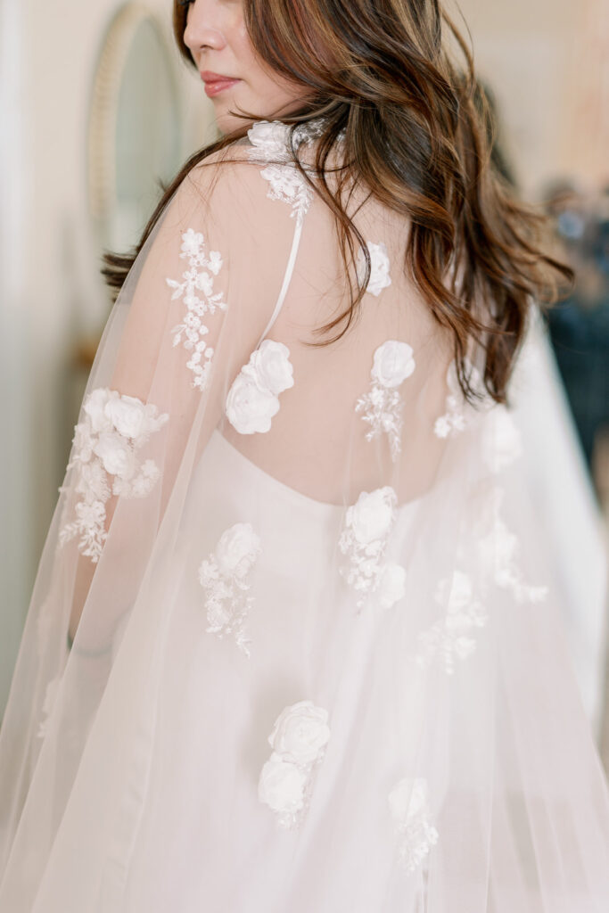 bridal gown details closeup