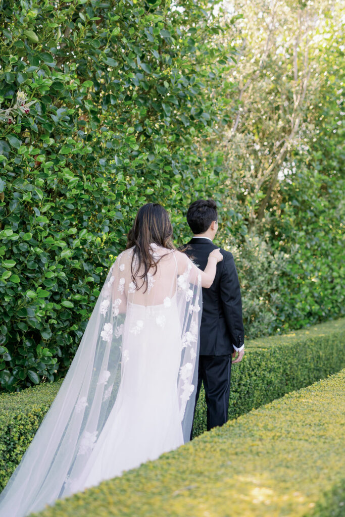 bride and groom first look