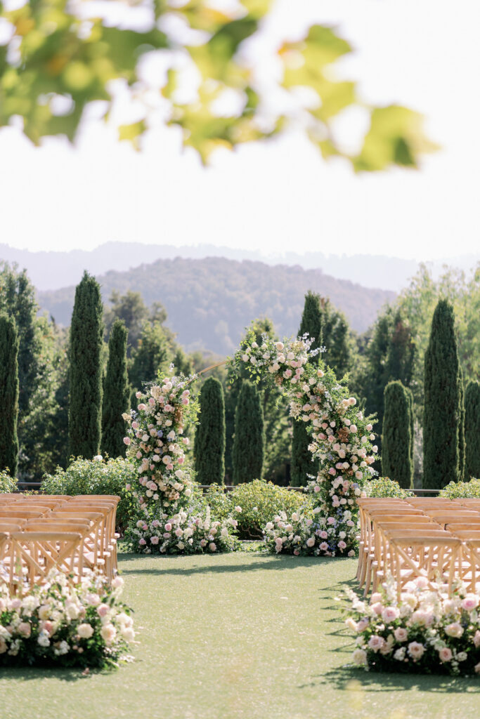 wedding arch at the wedding ceremony venue