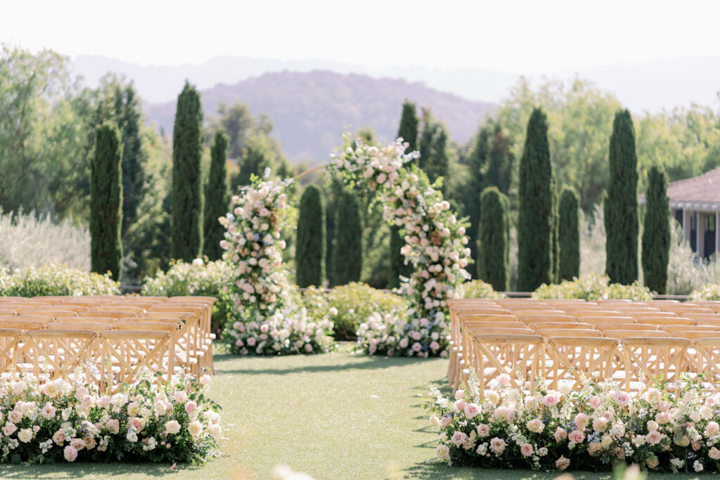 close up of wedding ceremony chairs and details