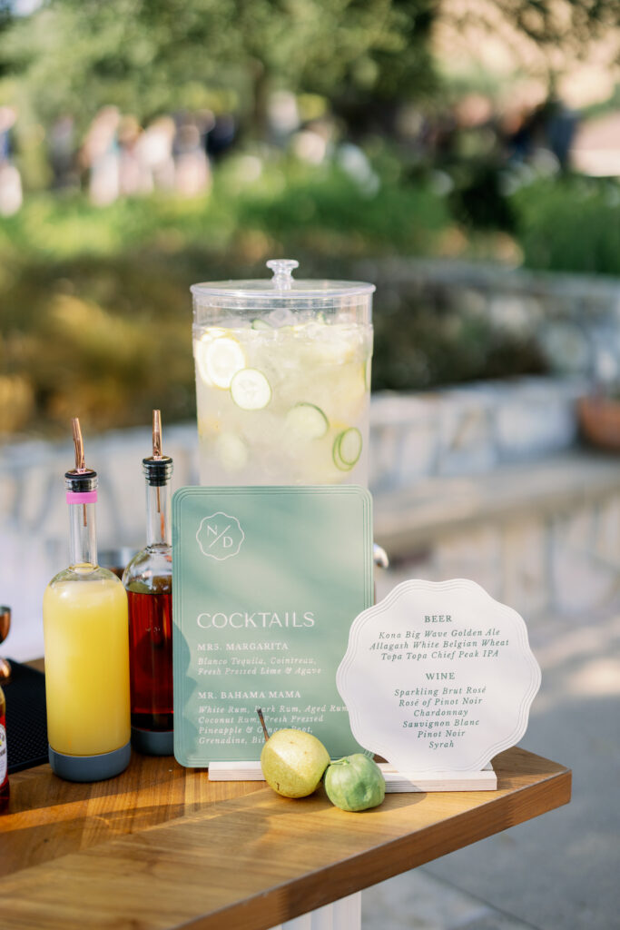 wedding cocktail menu
