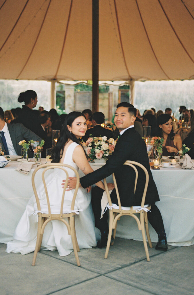 bride and groom at the reception
