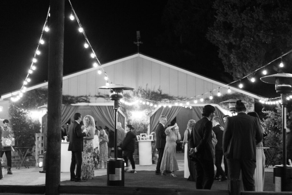 guests dancing. photo in black and white