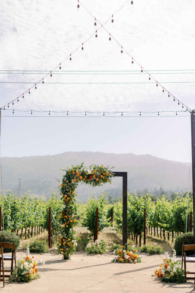 wedding arch at tre posti ceremony venue